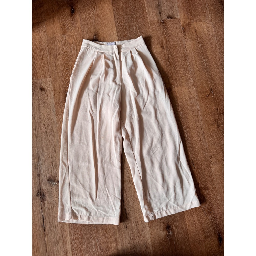 Chriselle Lim x J.O.A. Pink Pleated Wide Leg Culotte Pants Size XS
